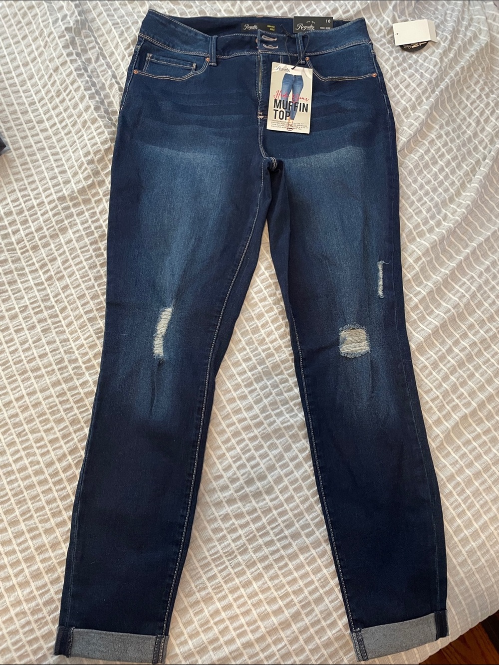 Dark Blue high rise ankle Jeans for Women